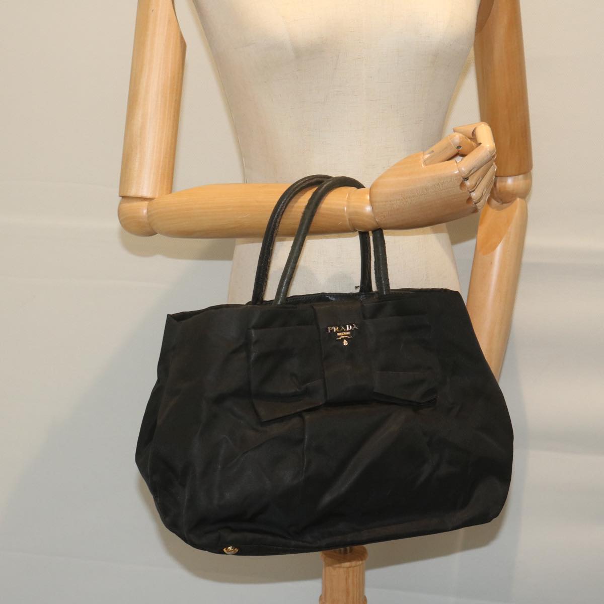 PRADA Hand Bag Nylon Black Auth bs10628