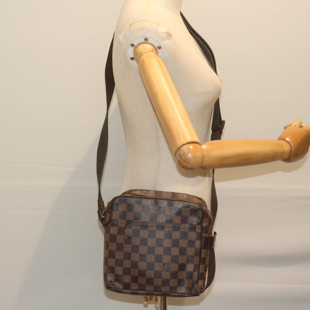 LOUIS VUITTON Damier Ebene Olaf PM Shoulder Bag N41442 LV Auth bs10639