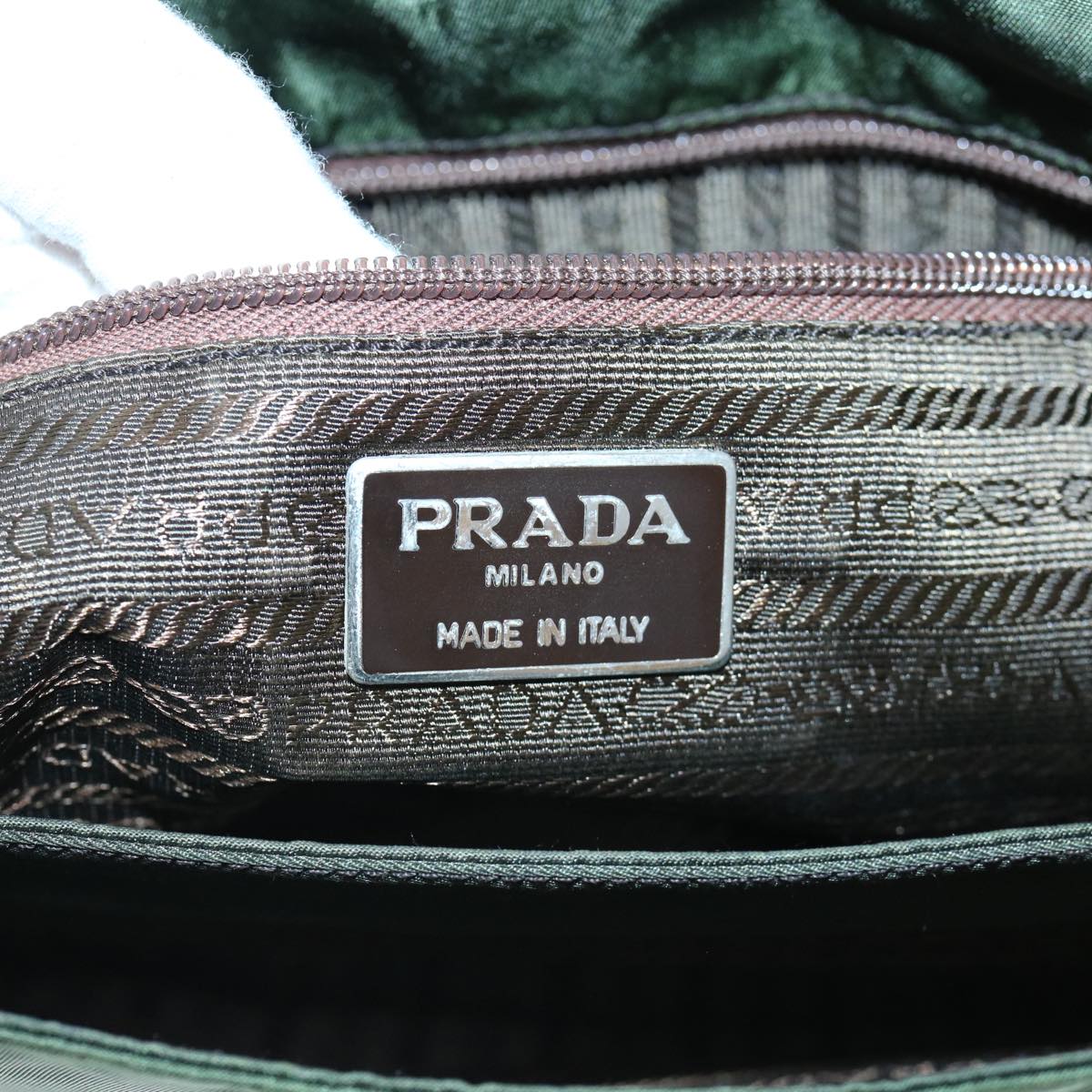 PRADA Shoulder Bag Nylon Green Auth bs10692