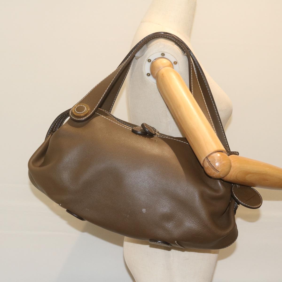 LOEWE Shoulder Bag Leather Brown Auth bs10708