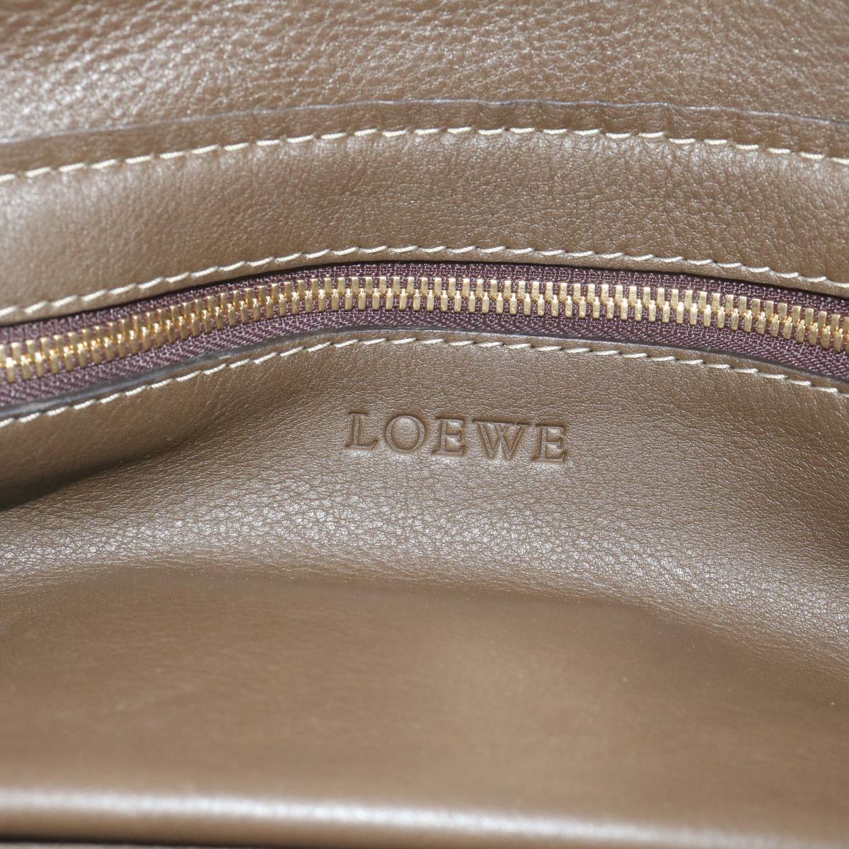 LOEWE Shoulder Bag Leather Brown Auth bs10708