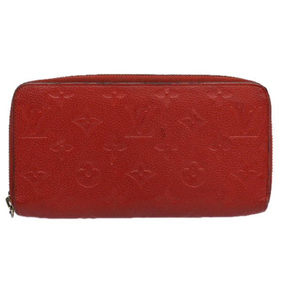 LOUIS VUITTON Monogram Empreinte Zippy Wallet Red M63691 LV Auth bs10719