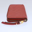 LOUIS VUITTON Monogram Empreinte Zippy Wallet Red M63691 LV Auth bs10719-3