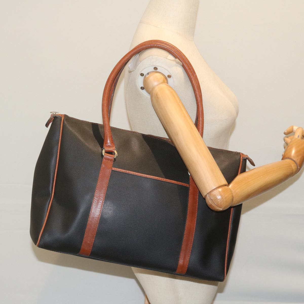 BOTTEGAVENETA Hand Bag PVC Leather Black Auth bs10721