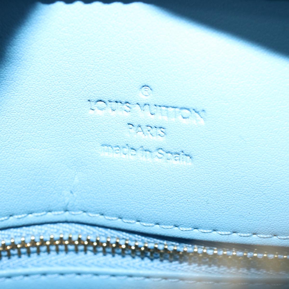 LOUIS VUITTON Monogram Vernis Houston Hand Bag Baby Blue M91005 LV Auth bs10736