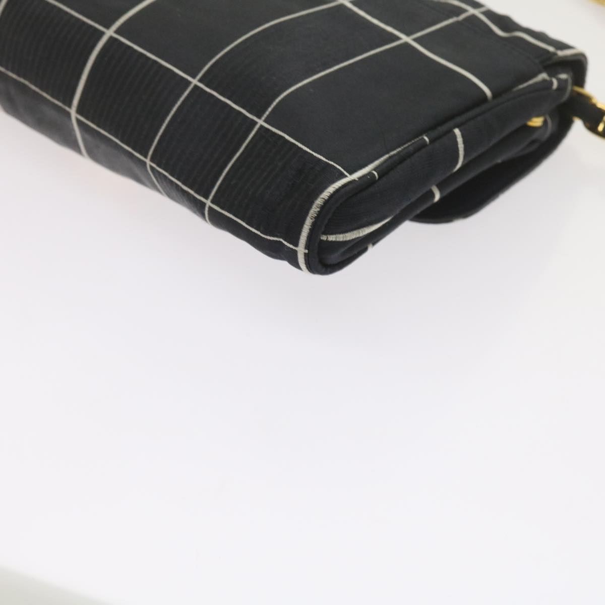 PRADA Chain Shoulder Bag Satin Navy Auth bs10795