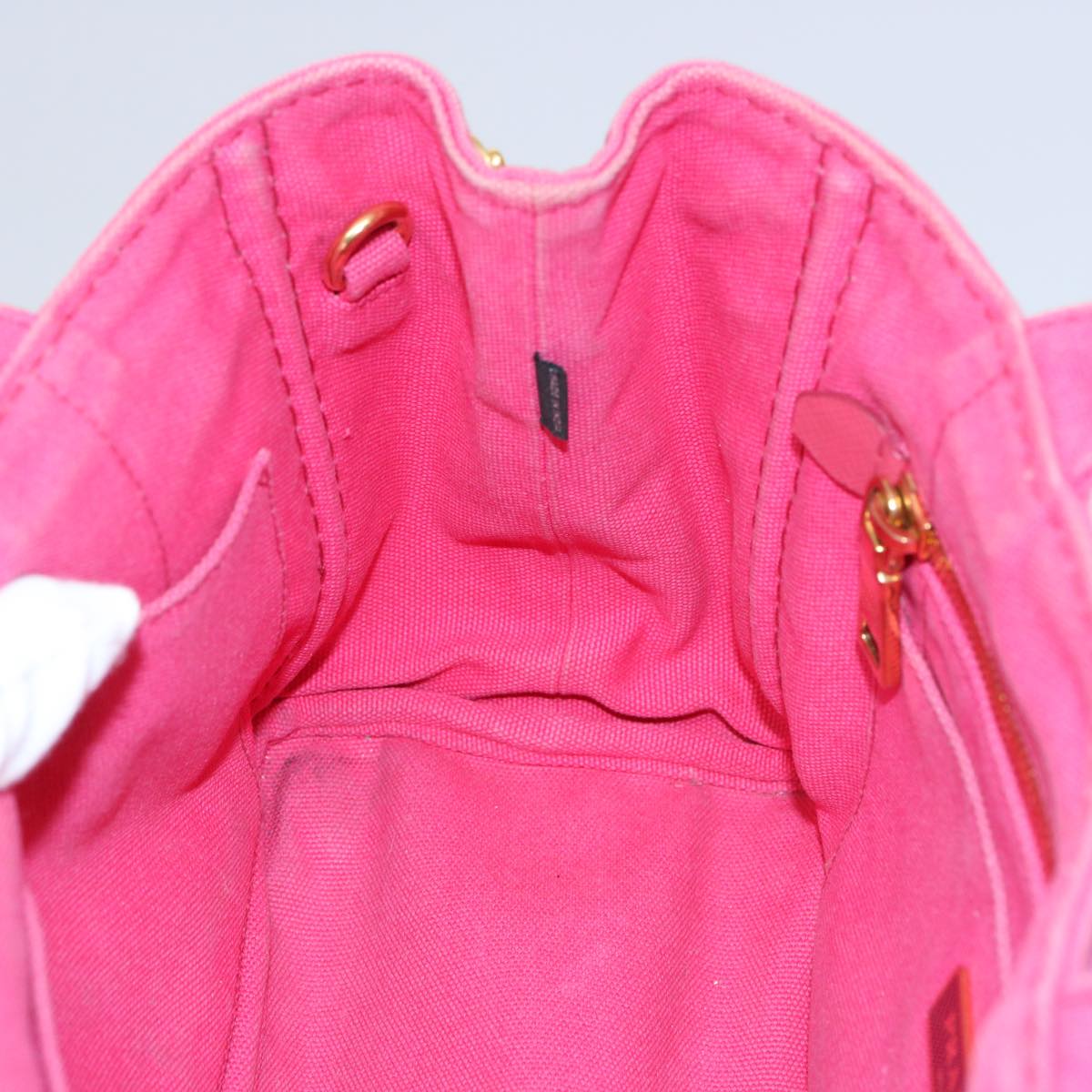 PRADA Canapa PM Hand Bag Canvas Pink Auth bs10835