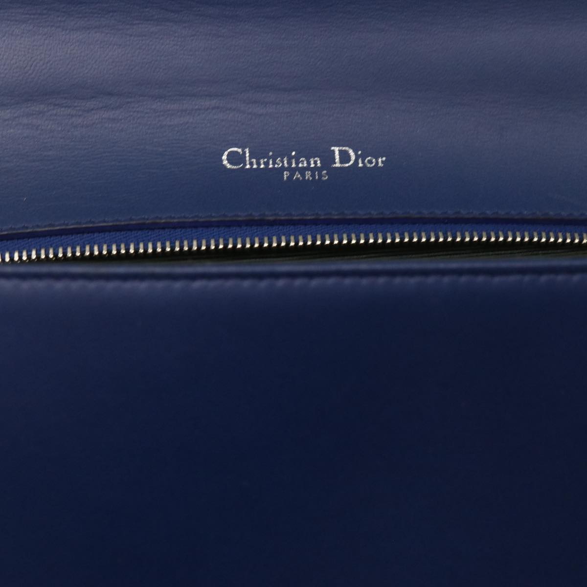 Christian Dior Chain Shoulder Bag Leather Blue Auth bs10952