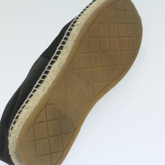 CHANEL Pumps Shoes Velor 38 Black CC Auth bs10973