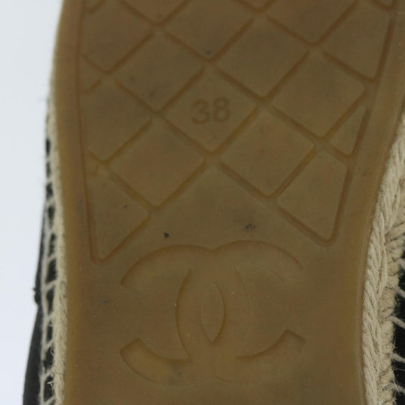 CHANEL Pumps Shoes Velor 38 Black CC Auth bs10973