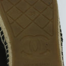 CHANEL Pumps Shoes Velor 38 Black CC Auth bs10973-8