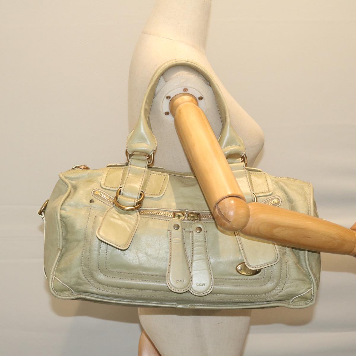 Chloe Hand Bag Leather Green Auth bs11020