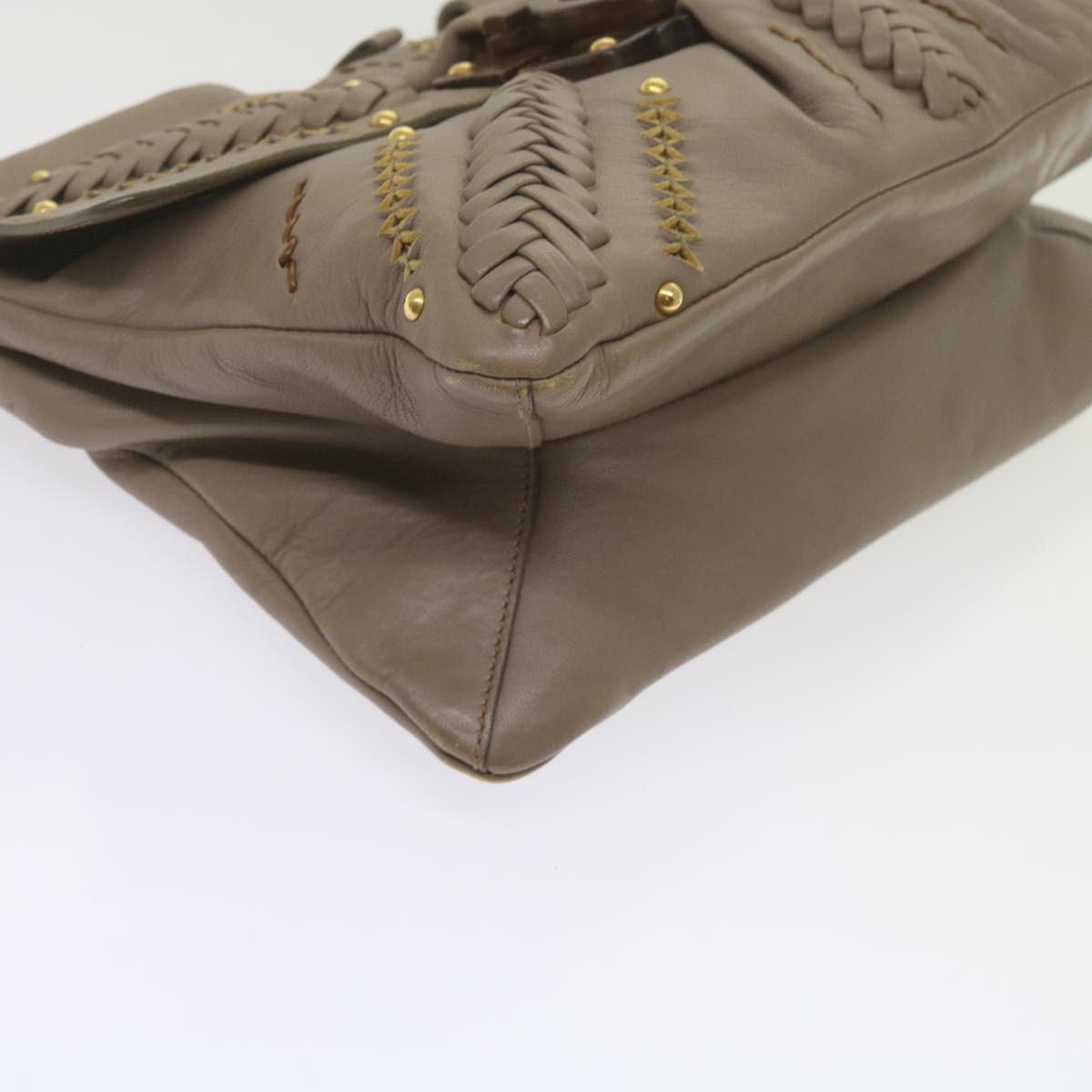 Salvatore Ferragamo Shoulder Bag Leather Brown Auth bs11025