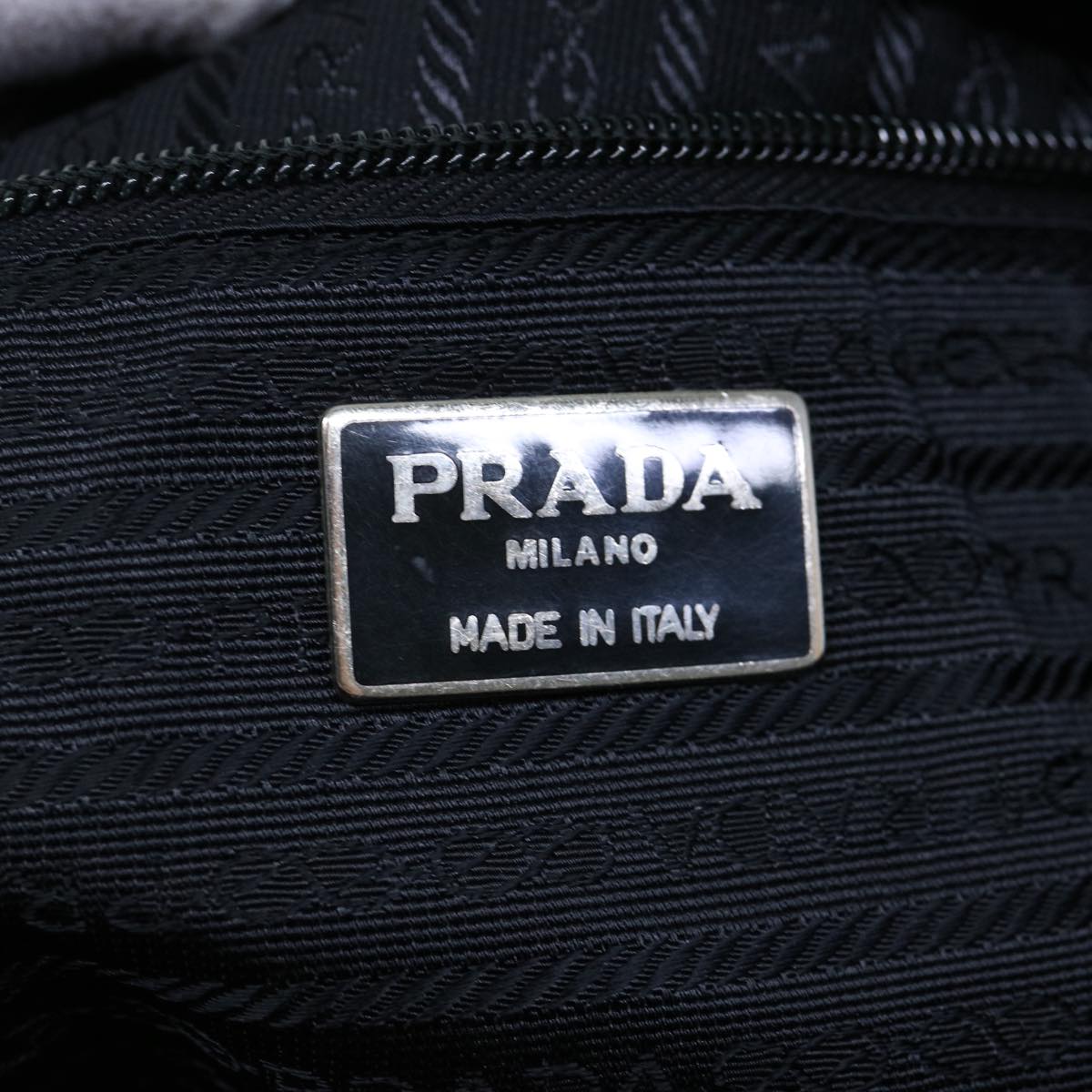 PRADA Shoulder Bag Leather nylon Black Auth bs11028