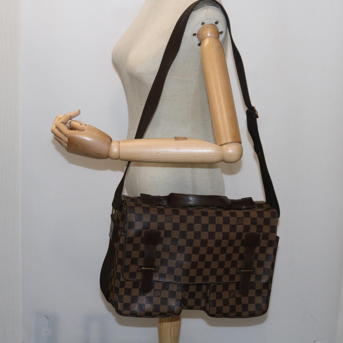 LOUIS VUITTON Damier Ebene Broadway Shoulder Bag N42270 LV Auth bs11070