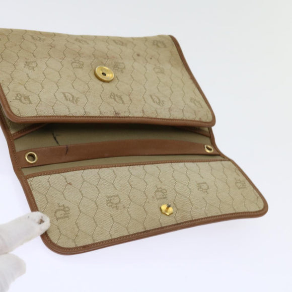 Christian Dior Trotter Canvas Pouch 2Set Brown Beige Auth bs11092