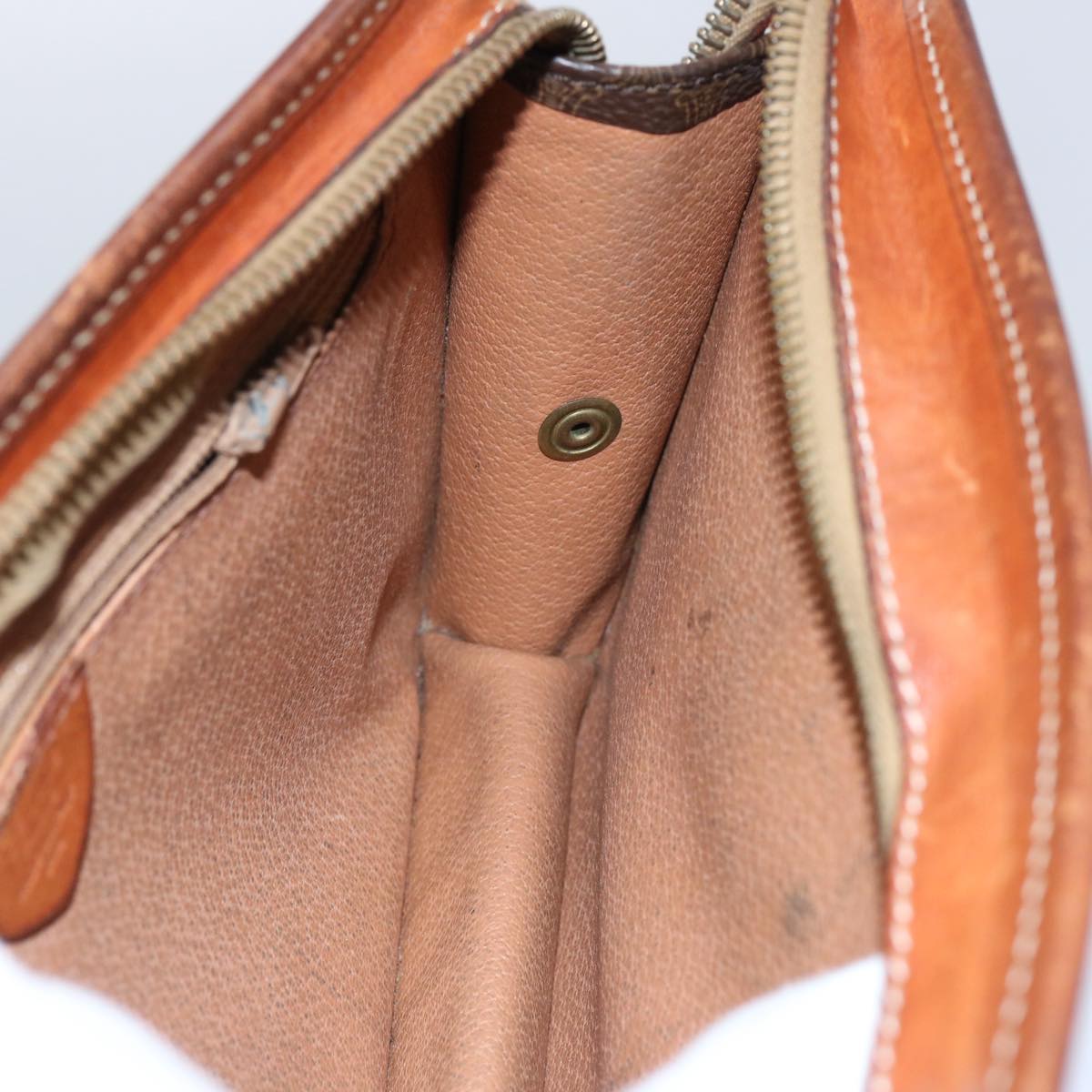 CELINE Macadam Canvas Clutch Bag PVC Leather 2Set Brown Beige Auth bs11113