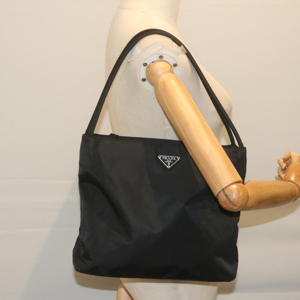 PRADA Shoulder Bag Nylon Black Auth bs11159