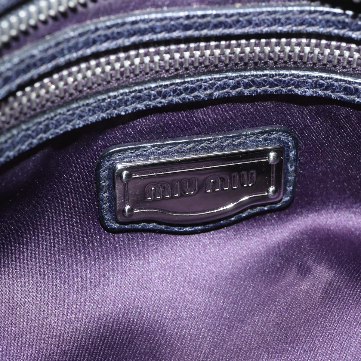 Miu Miu Clutch Bag Leather Purple Auth bs11183