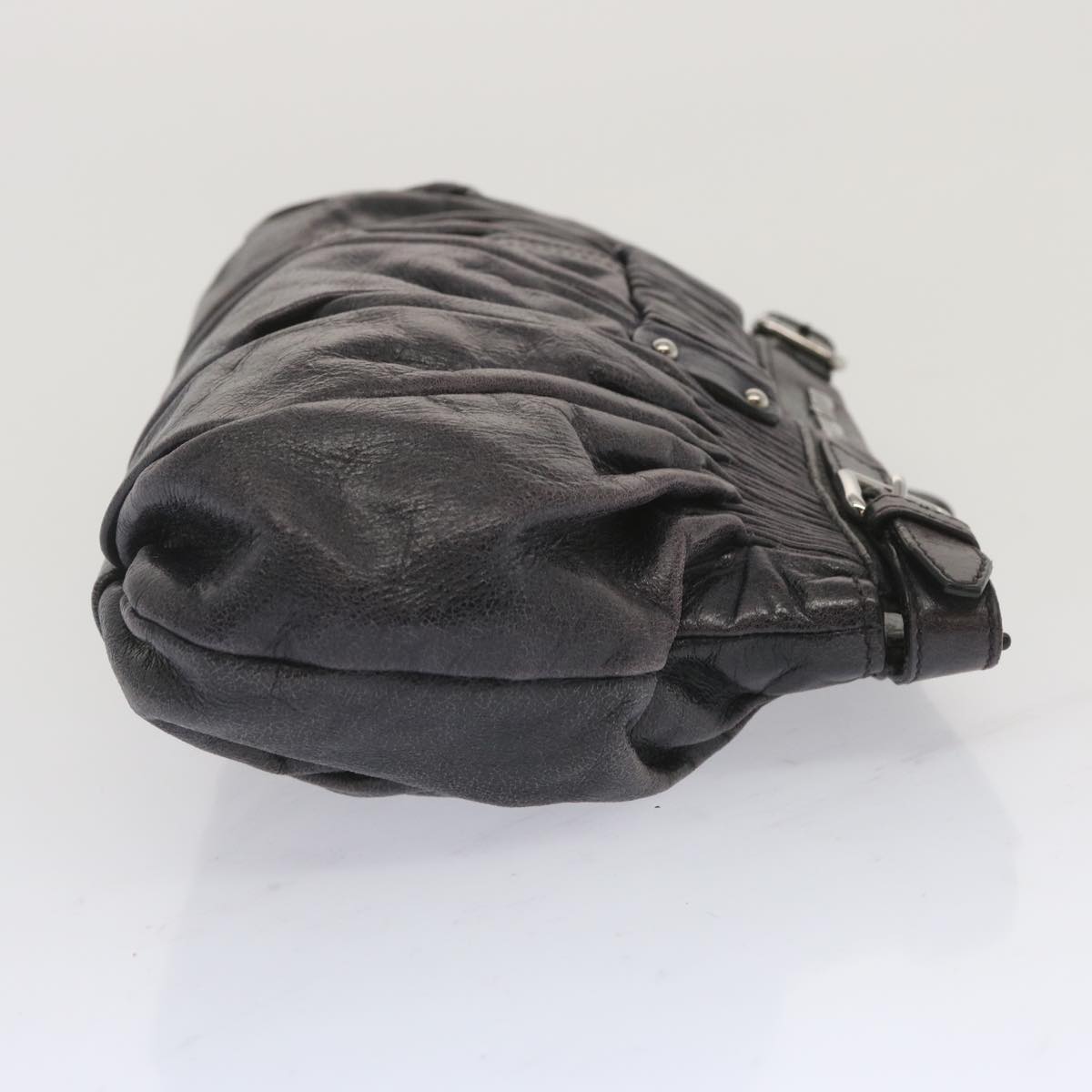 Miu Miu Clutch Bag Leather Purple Auth bs11183