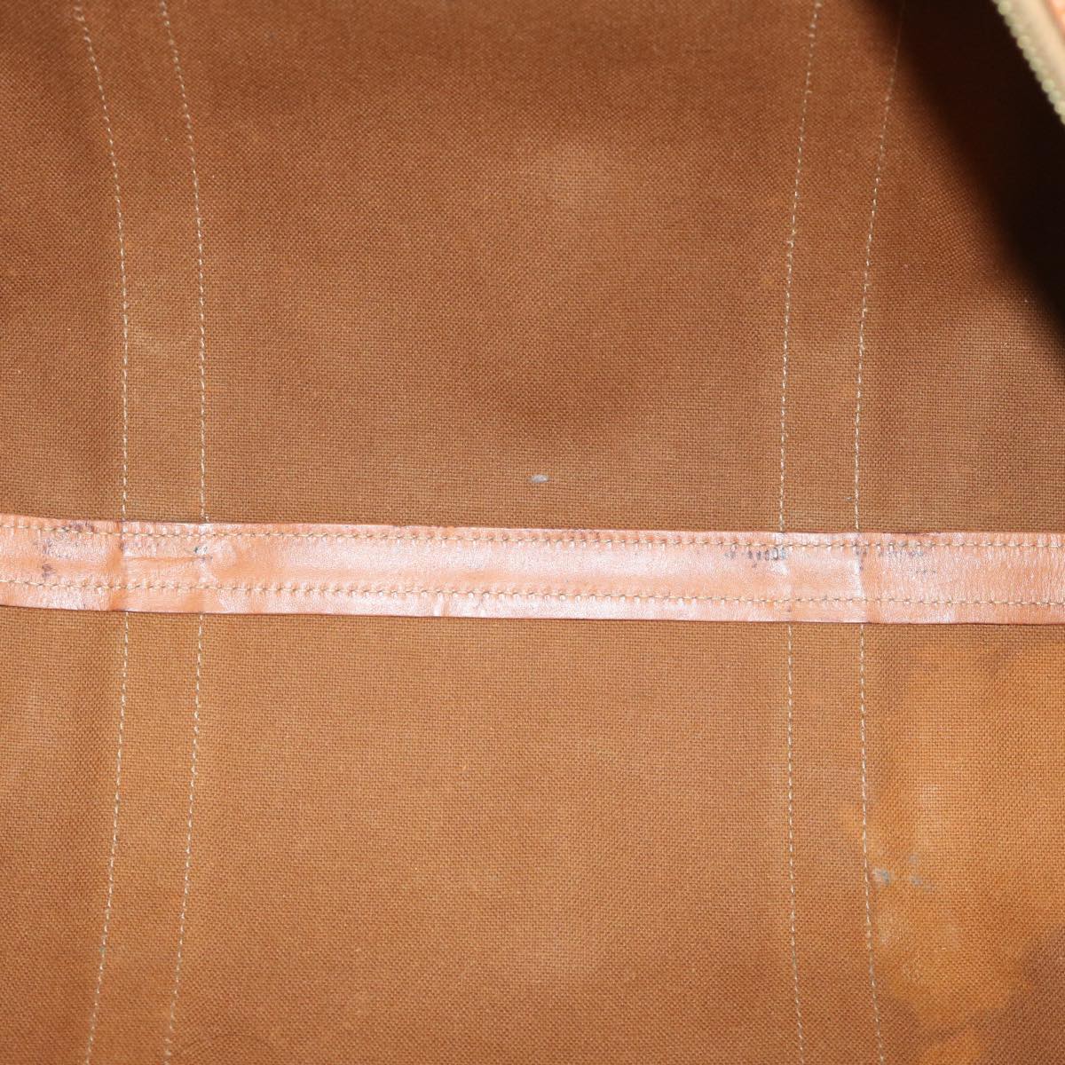 CELINE Macadam Canvas Boston Bag PVC Leather Brown Auth bs11190