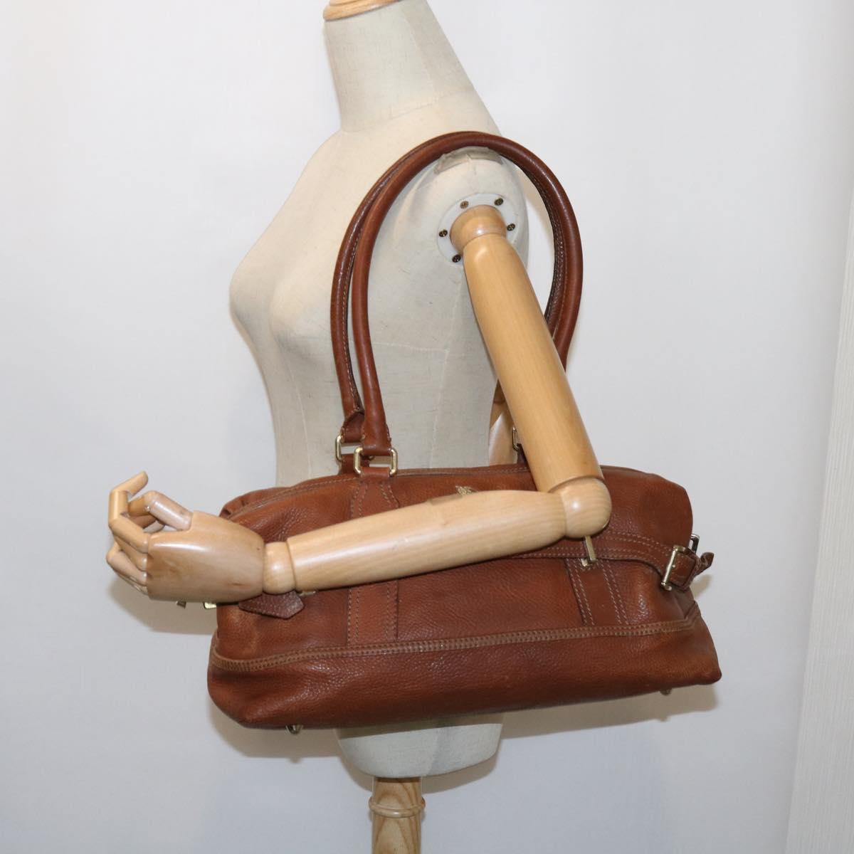 BURBERRY Shoulder Bag Leather Brown Auth bs11191