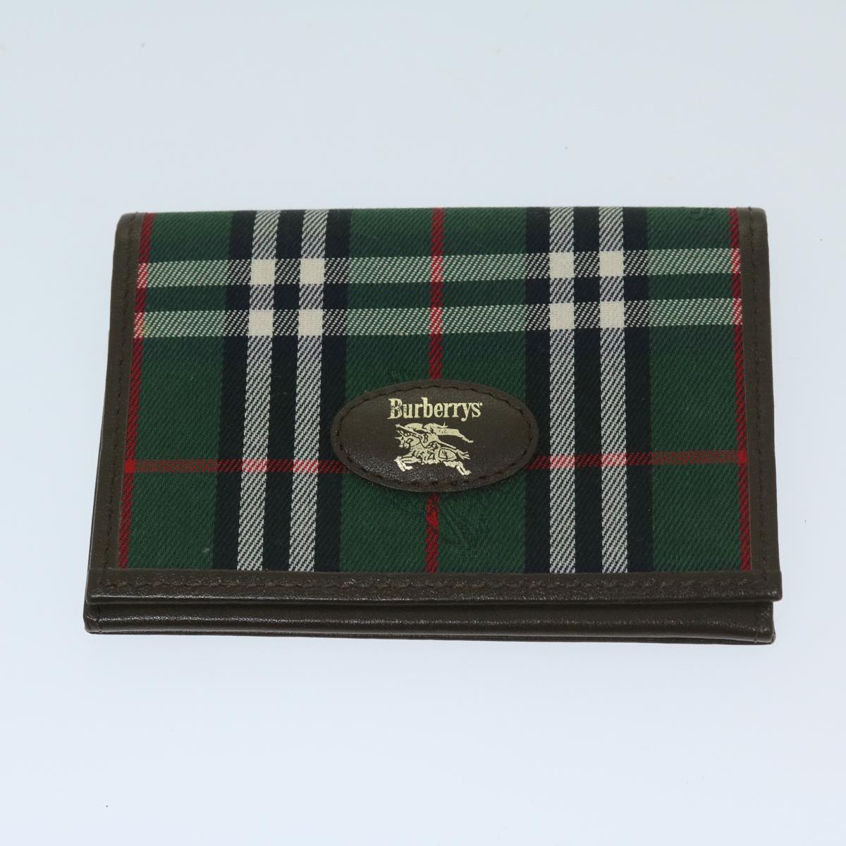 BURBERRY Nova Check Pouch Nylon 4Set Green Beige Auth bs11215