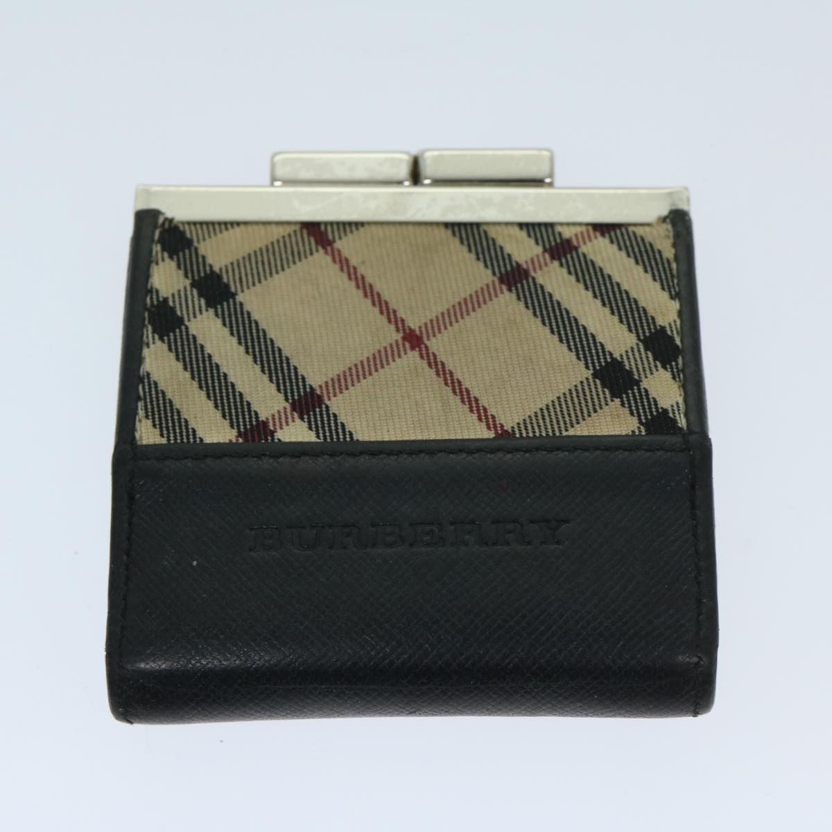 BURBERRY Nova Check Pouch Nylon 4Set Green Beige Auth bs11215