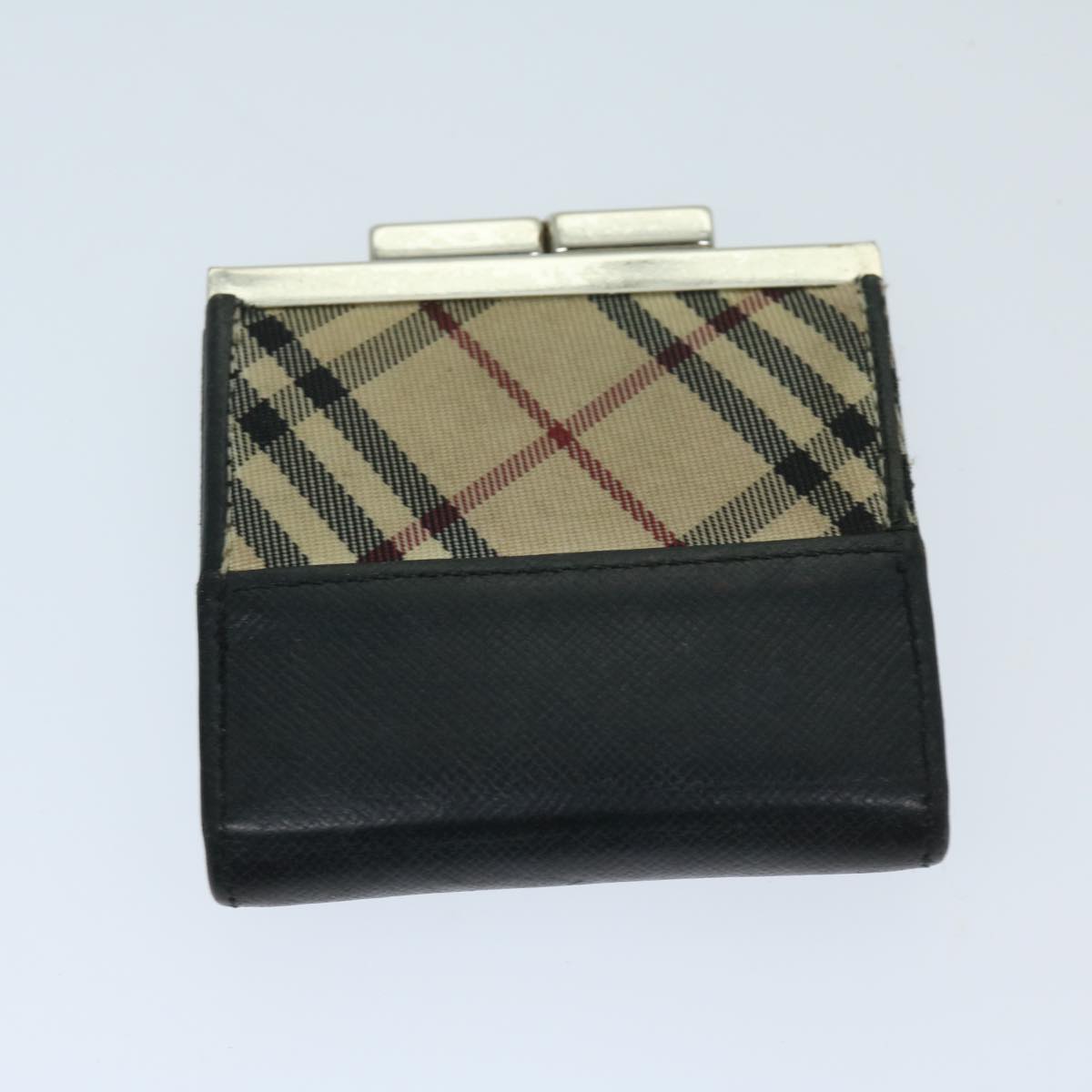 BURBERRY Nova Check Pouch Nylon 4Set Green Beige Auth bs11215