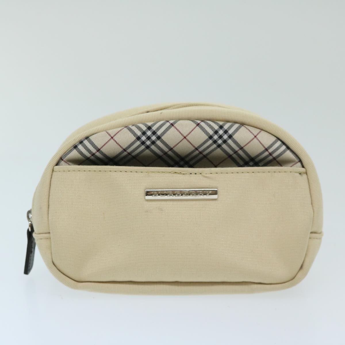 BURBERRY Nova Check Pouch Nylon 4Set Green Beige Auth bs11215 - 0