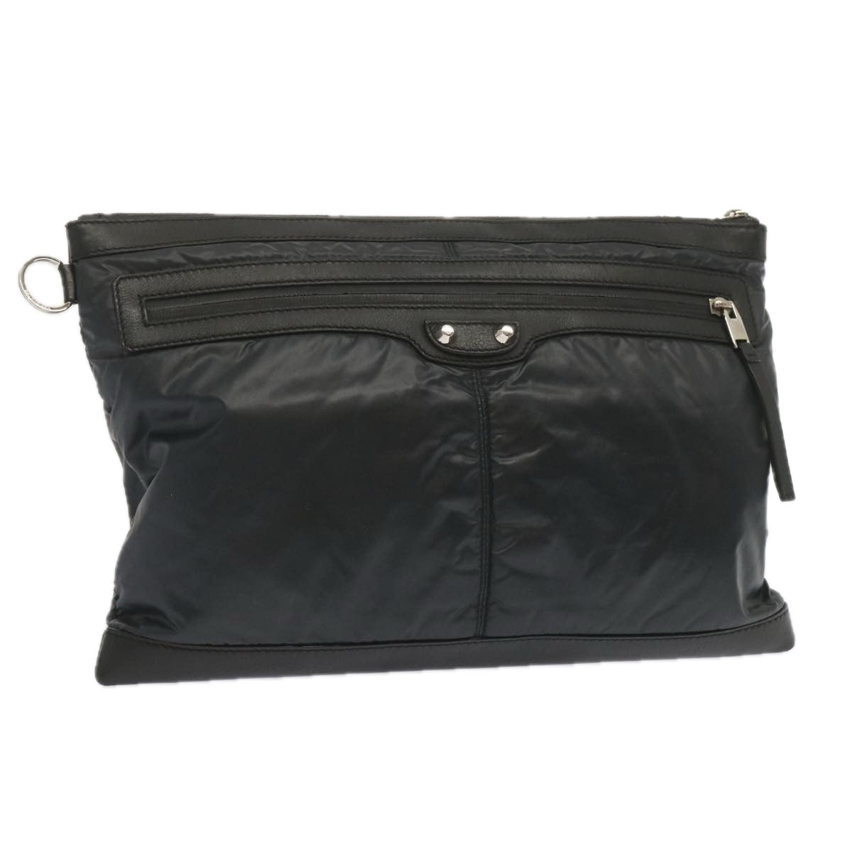 BALENCIAGA Clutch Bag Leather Nylon Black 273023 Auth bs11228