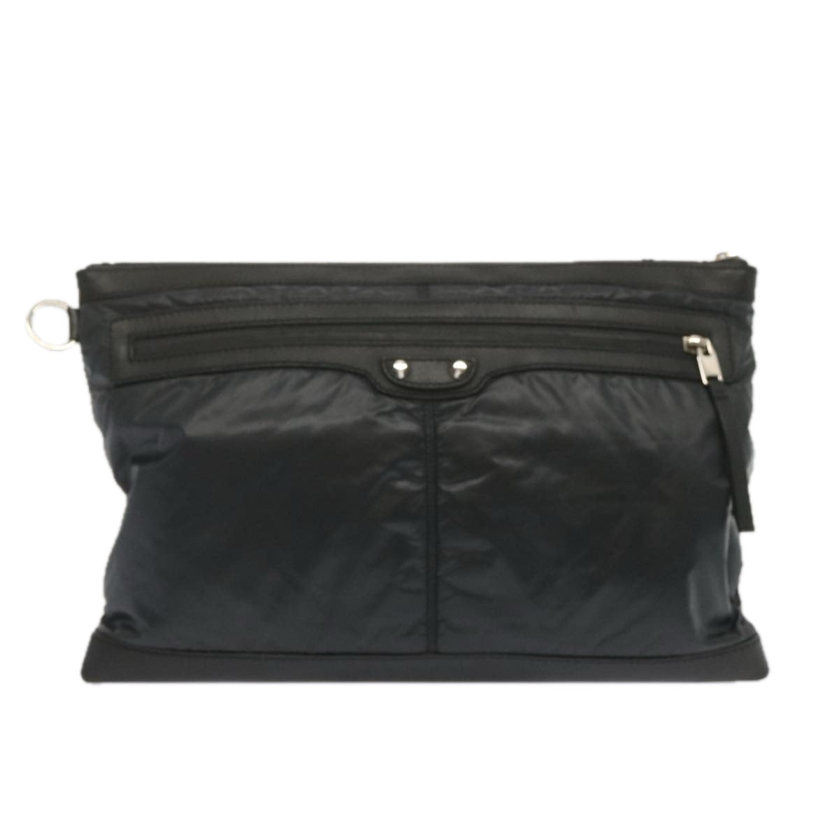 BALENCIAGA Clutch Bag Leather Nylon Black 273023 Auth bs11228