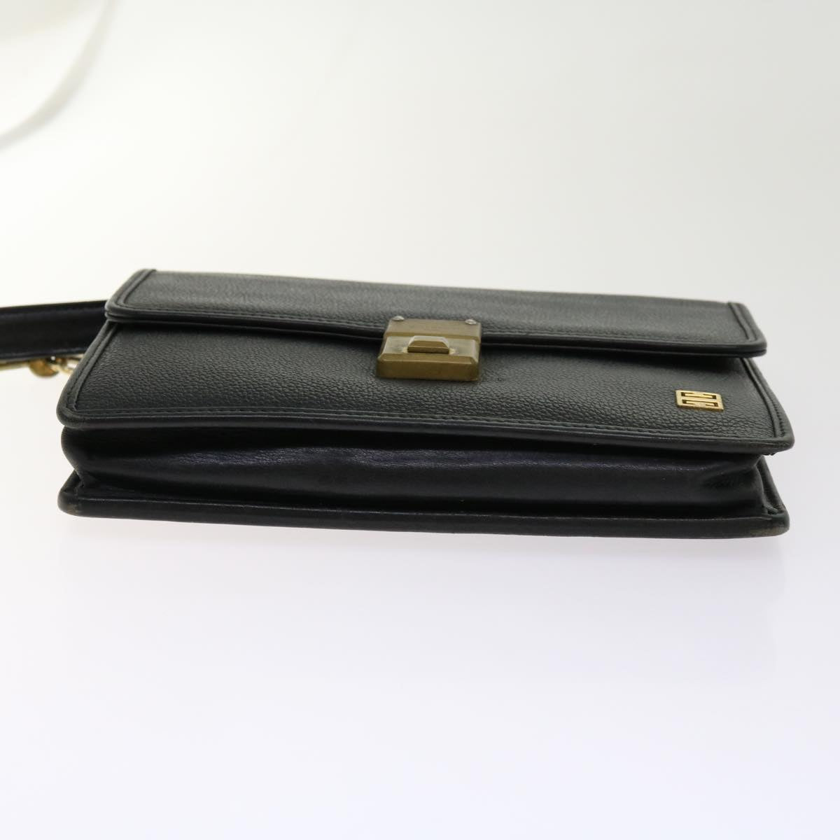 GIVENCHY Clutch Business Bag Leather 2Set Black Auth bs11229