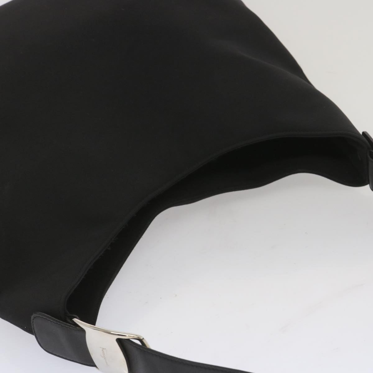 Salvatore Ferragamo Shoulder Bag Canvas Black Auth bs11232