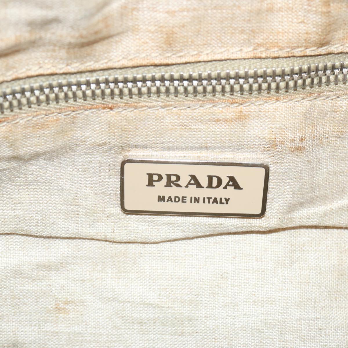 PRADA Shoulder Bag Leather Beige Auth bs11264