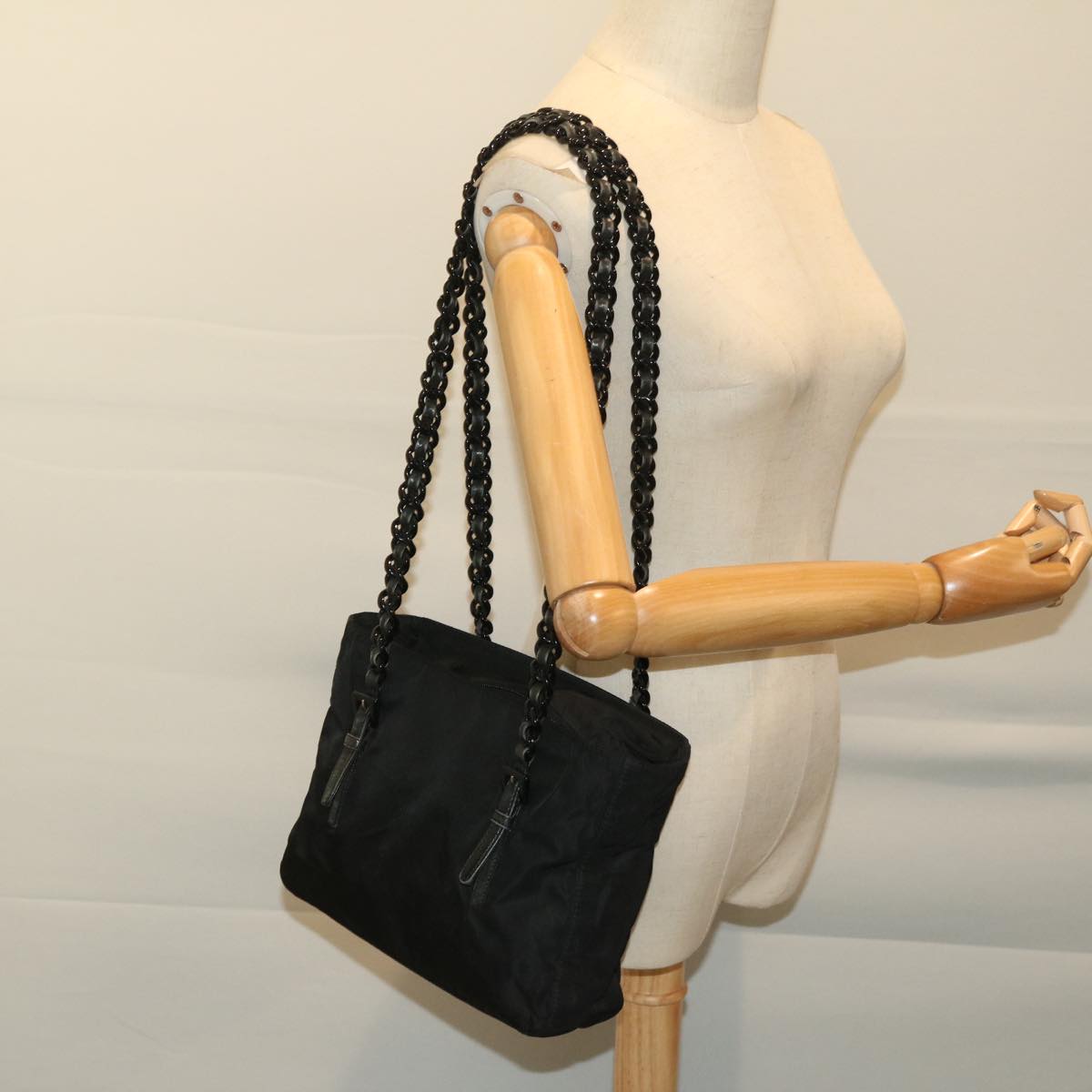 PRADA Shoulder Bag Nylon Black Auth bs11267