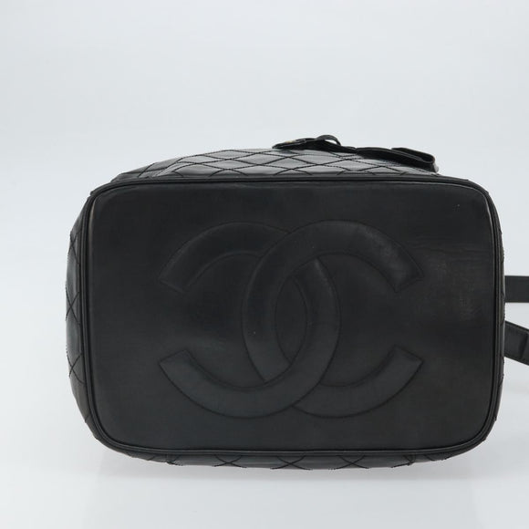 CHANEL Vanity Hand Bag Patent leather 2way Black CC Auth bs11283