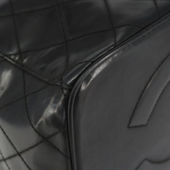 CHANEL Vanity Hand Bag Patent leather 2way Black CC Auth bs11283
