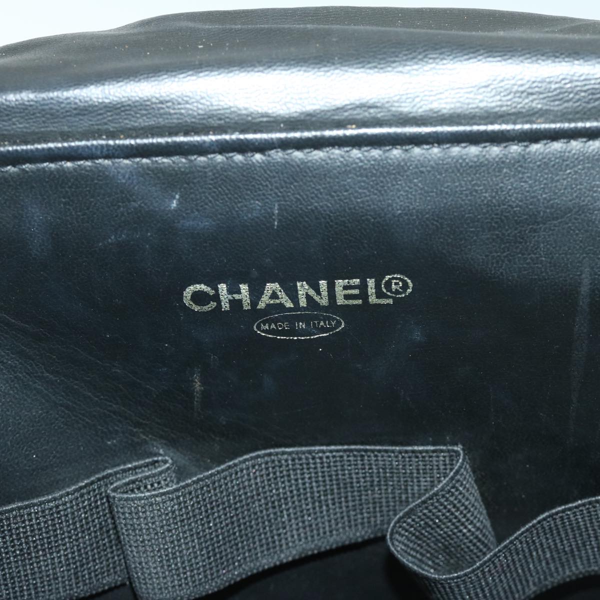 CHANEL Vanity Cosmetic Pouch Patent leather 2way Black CC Auth bs11283