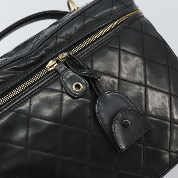 CHANEL Vanity Hand Bag Patent leather 2way Black CC Auth bs11283