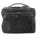 CHANEL Vanity Hand Bag Patent leather 2way Black CC Auth bs11283-2