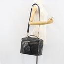 CHANEL Vanity Hand Bag Patent leather 2way Black CC Auth bs11283-27