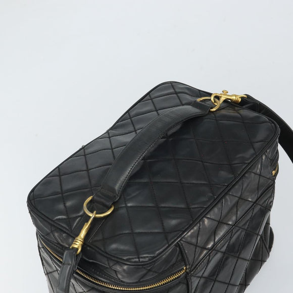 CHANEL Vanity Hand Bag Patent leather 2way Black CC Auth bs11283