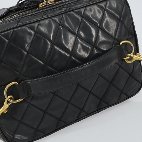 CHANEL Vanity Hand Bag Patent leather 2way Black CC Auth bs11283