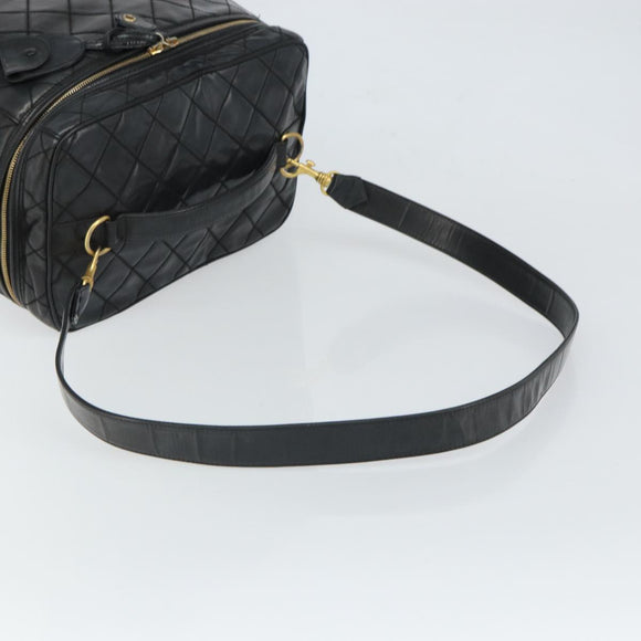 CHANEL Vanity Hand Bag Patent leather 2way Black CC Auth bs11283