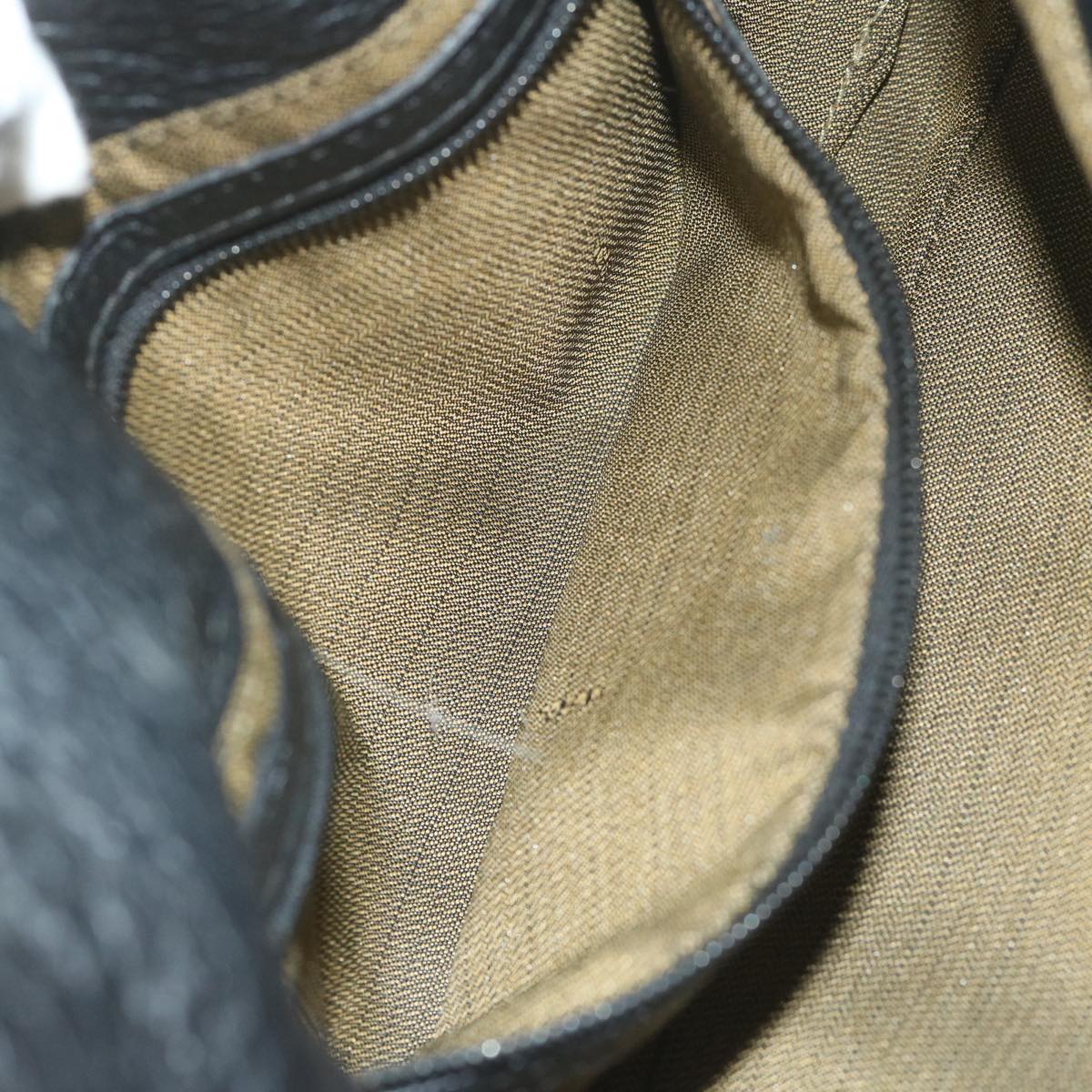 FENDI Chain Shoulder Bag Leather Black Auth bs11311