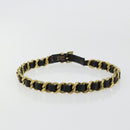 CHANEL Belt Leather 25.6""-27.6"" Gold Tone Black CC Auth bs11333-2