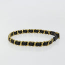CHANEL Belt Leather 25.6""-27.6"" Gold Tone Black CC Auth bs11333-4