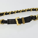 CHANEL Belt Leather 25.6""-27.6"" Gold Tone Black CC Auth bs11333-5