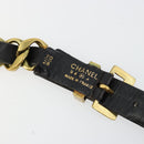 CHANEL Belt Leather 25.6""-27.6"" Gold Tone Black CC Auth bs11333-7